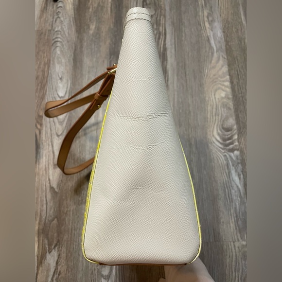 Brahmin Medium Arno Tote Limelight Ivory Brown La Scala Tri-Texture Leather Bag - Picture 5 of 16